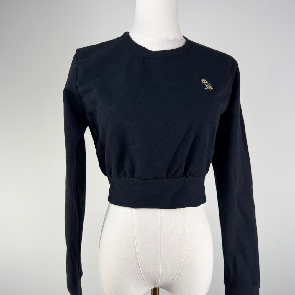 OVO Black Long Sleeve Crop Sweatshirt